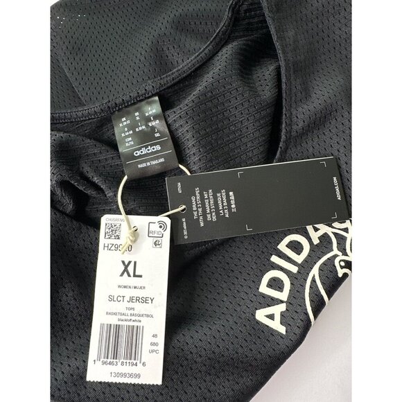NWT ADIDAS HOOP AS ONE NETTED BLACK JERSEY TANK TOP SCOOP NECK SIZE XL - Picture 7 of 7